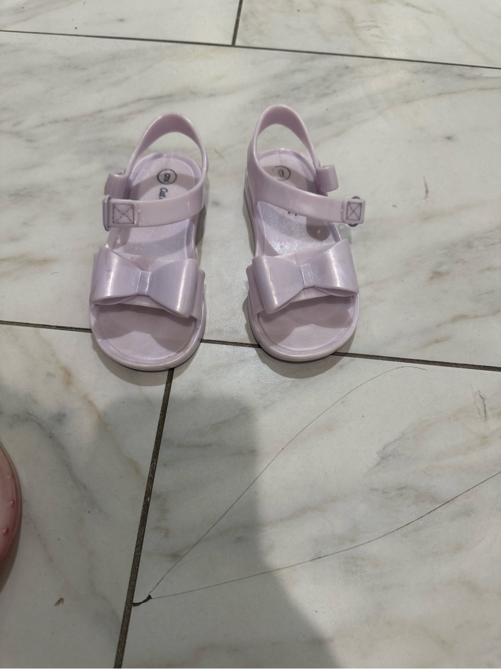 💜 Cat & Jack Girls Purple Bow Jelly Sandals Size 9 Velcro Summer Shoes 💜